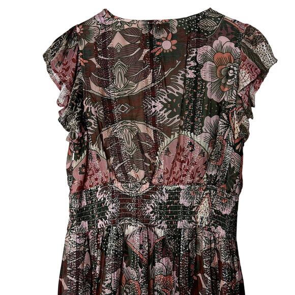 Ciebon Dress Maxi‎ Size L Jennsen Floral Metallic Stretchy Sleeveless Billowy - Picture 8 of 9